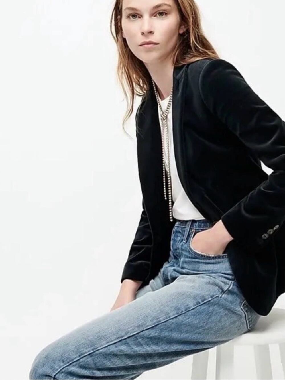 J.Crew Parke Blazer in Black Velvet Size 0